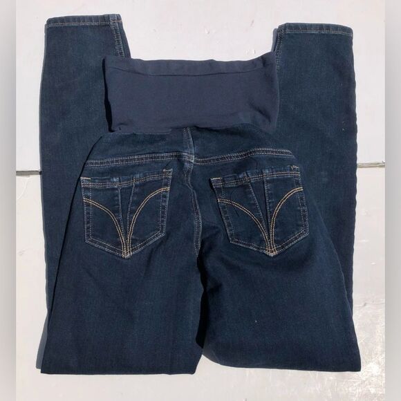 INDIGO BLUE MATERNITY JEANS MATERNITY SIZE SMALL DARK BLUE STRETCH DEMIN STRAIGH - Picture 9 of 11